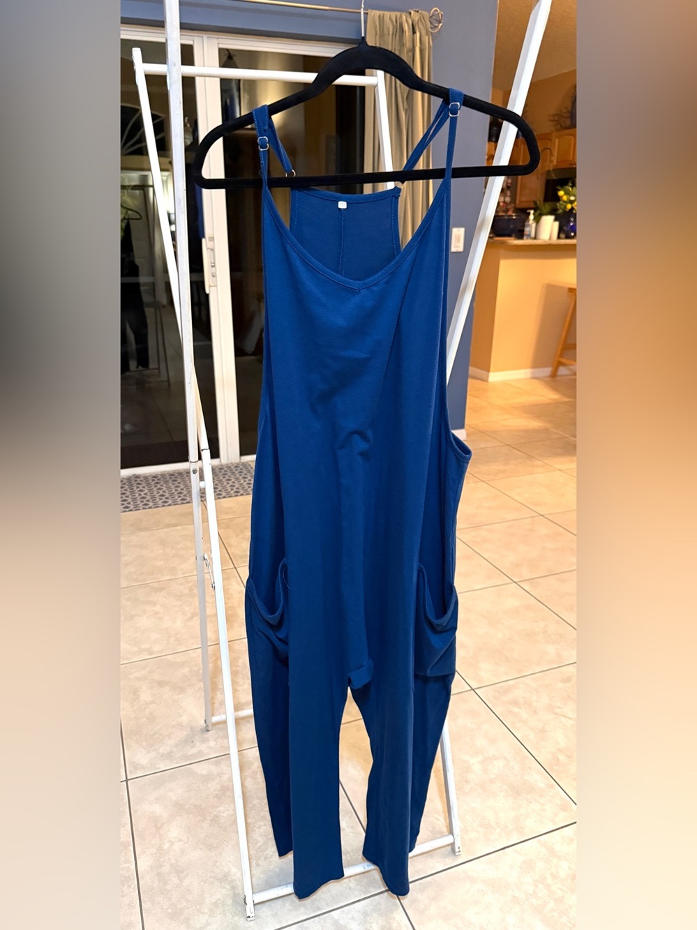 Women's Blue Relaxed fit Jumpsuit with Pockets